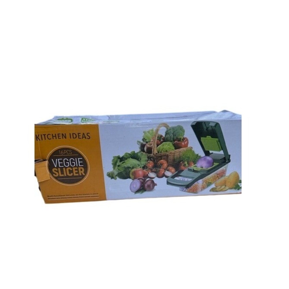 Kitchen Ideas 16 Piece Veggie Slicer Mandoline Chopper Grater‎ Set Gray Green